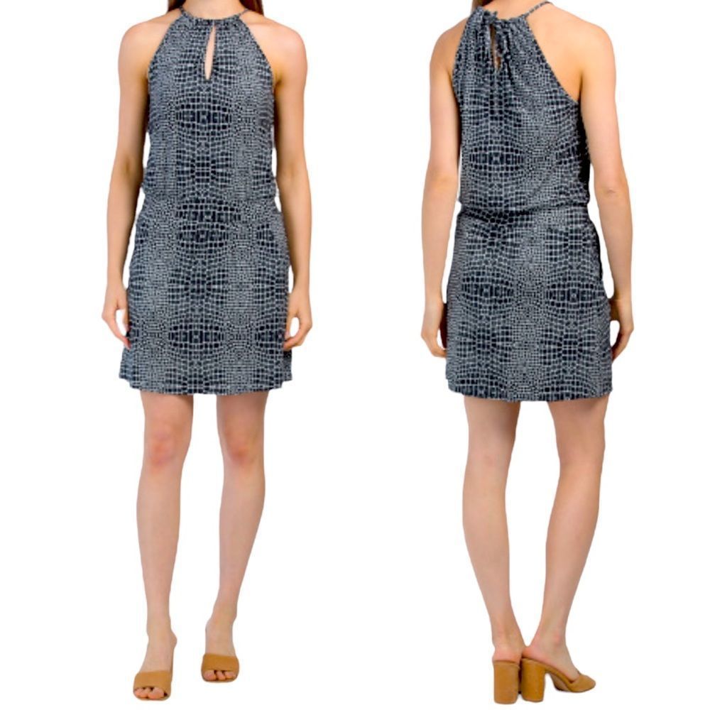 Peyton Jensen Snake Skin Print Key-Hole Halter Dress 